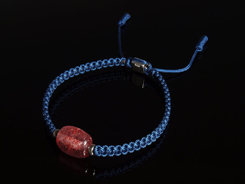 Edelsteinschmuck - Edelsteinarmband (Blau) mit Erdbeerquarz