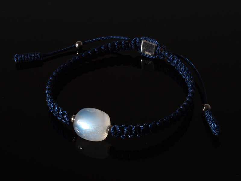 Edelsteinschmuck - Edelsteinarmband (Blau) mit Mondstein (Weiß)