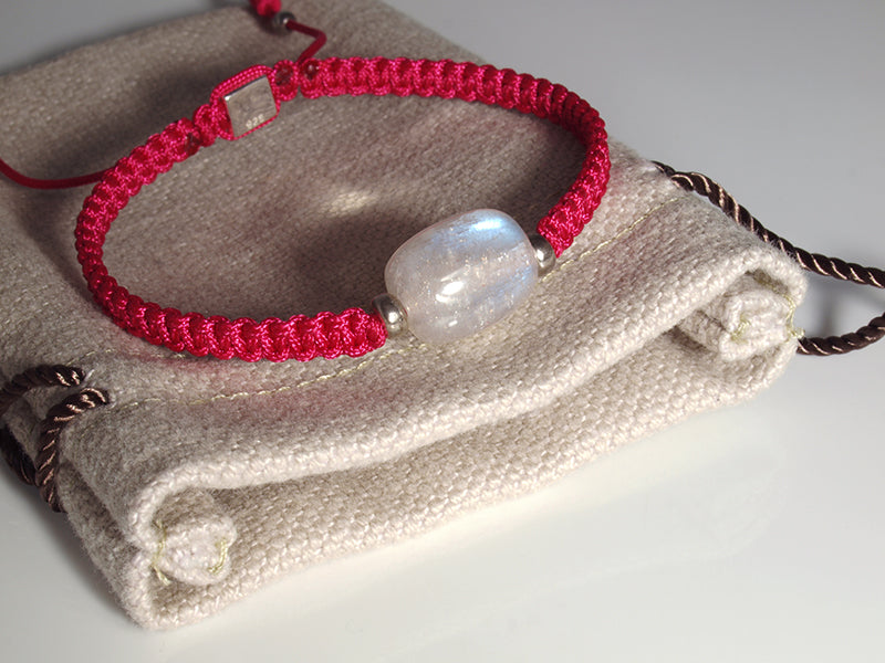 Edelsteinschmuck - Edelsteinarmband (Pink) mit Mondstein (Weiß)