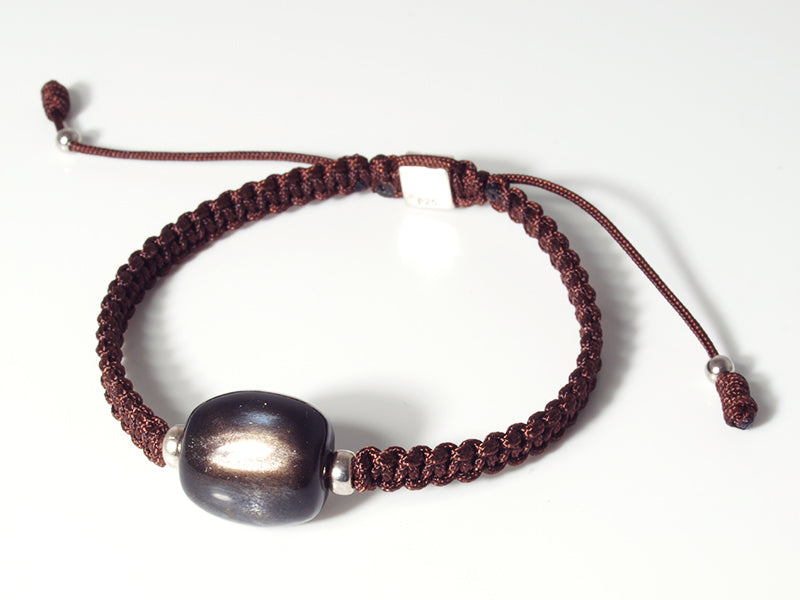 Edelsteinschmuck - Edelsteinarmband (Braun) mit Mondstein (Schwarz)