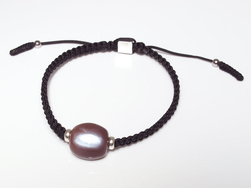 Edelsteinschmuck - Edelsteinarmband (Schwarz) mit Mondstein (Braun)