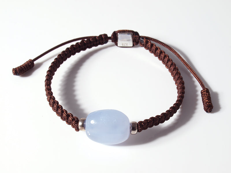 Edelsteinschmuck - Edelsteinarmband (Braun) mit Chalcedon (Blau)