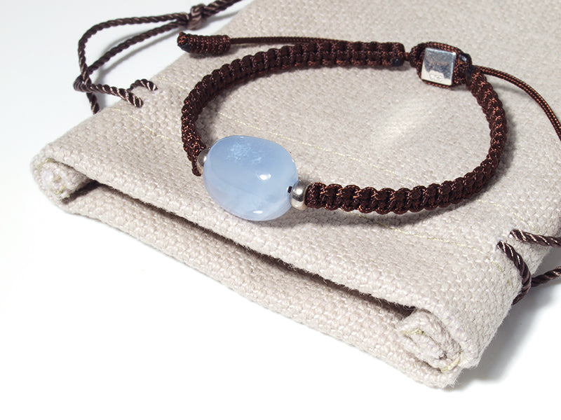 Edelsteinschmuck - Edelsteinarmband (Braun) mit Chalcedon (Blau)