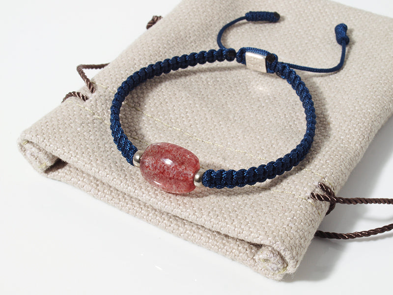 Edelsteinschmuck - Edelsteinarmband (Blau) mit Erdbeerquarz