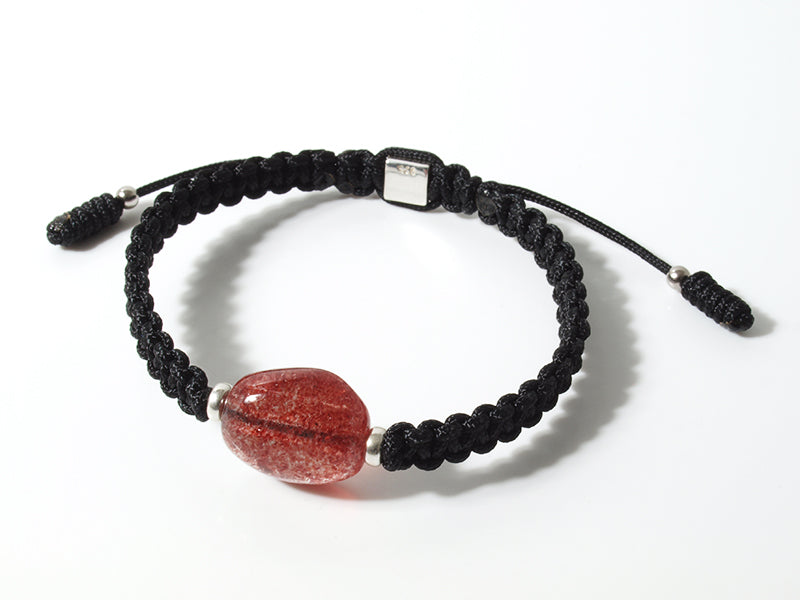 Edelsteinschmuck - Edelsteinarmband (Schwarz) mit Erdbeerquarz