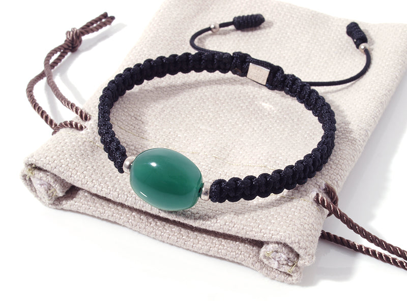 Edelsteinschmuck - Edelsteinarmband (Schwarz) mit Chrom-Chalcedon