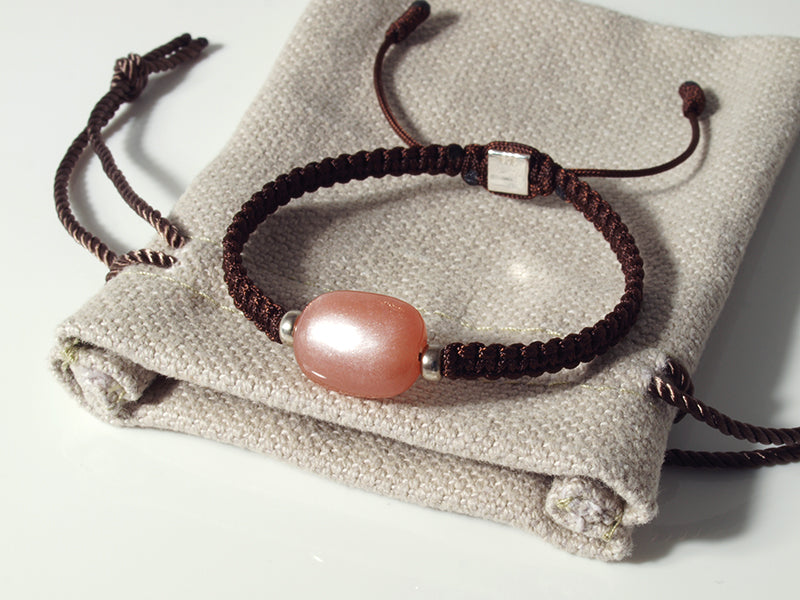 Edelsteinschmuck - Edelsteinarmband (Braun) mit Mondstein (Orange)