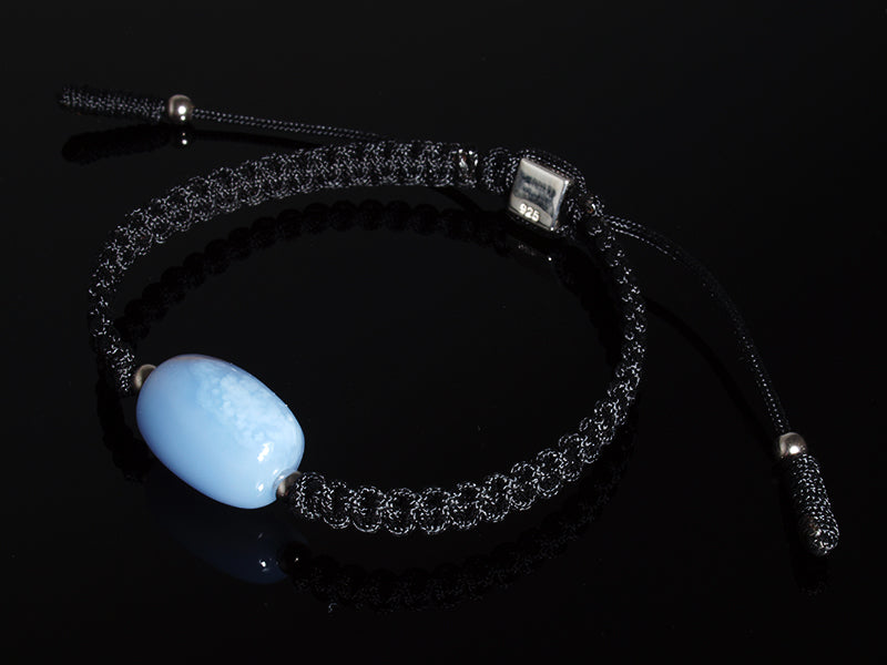 Edelsteinschmuck - Edelsteinarmband (Schwarz) mit Chalcedon (Blau)