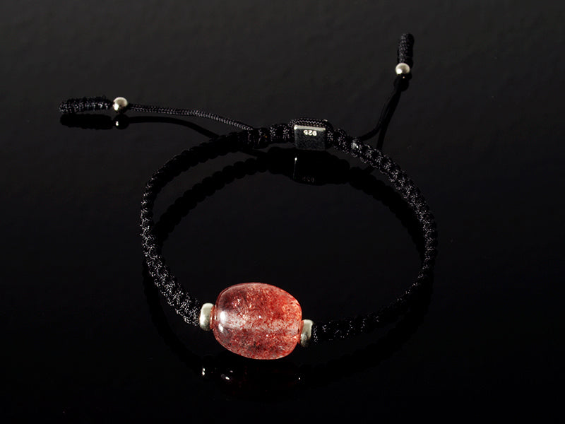 Edelsteinschmuck - Edelsteinarmband (Schwarz) mit Erdbeerquarz