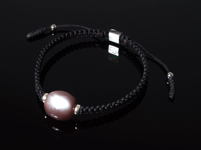 Edelsteinschmuck - Edelsteinarmband (Schwarz) mit Mondstein (Braun)