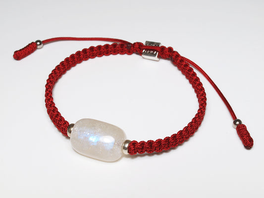 Edelsteinschmuck - Edelsteinarmband (Rot) mit Mondstein (Weiß)