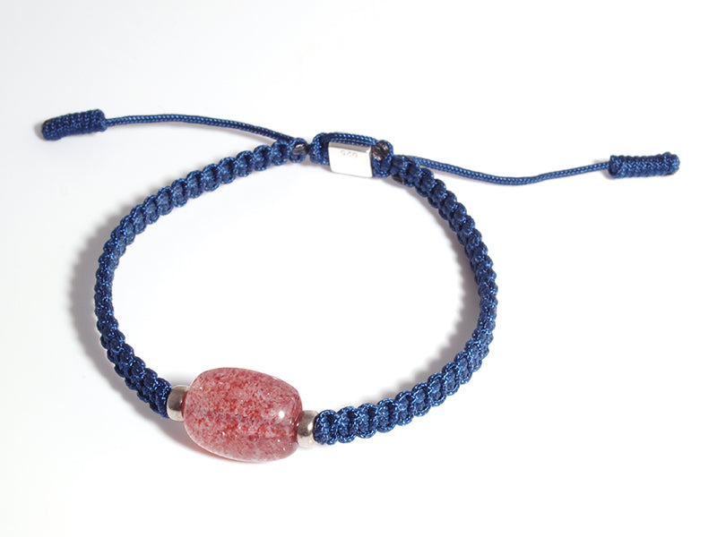 Edelsteinschmuck - Edelsteinarmband (Blau) mit Erdbeerquarz